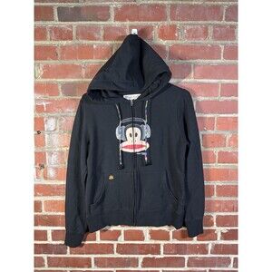 Paul Frank Industries Headphone Hoodie Black Full Zip Rainbow Strings Youth L